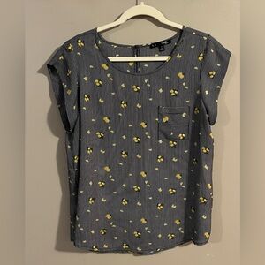 $6❤️Bundled Sweet Rain Black/Yellow Floral Blouse